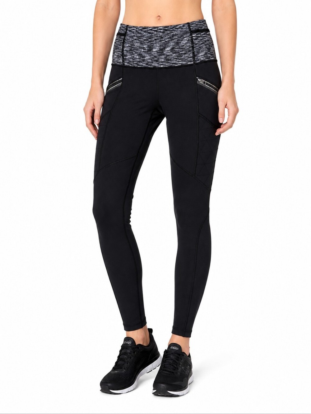 Lululemon Toasty Tech Tights Black Gray Space Dye Leggings Size 6